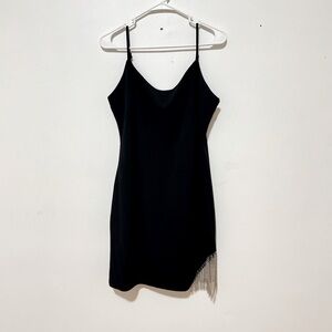 Homecoming City Studio Black Mini Dress with Fringe Accent